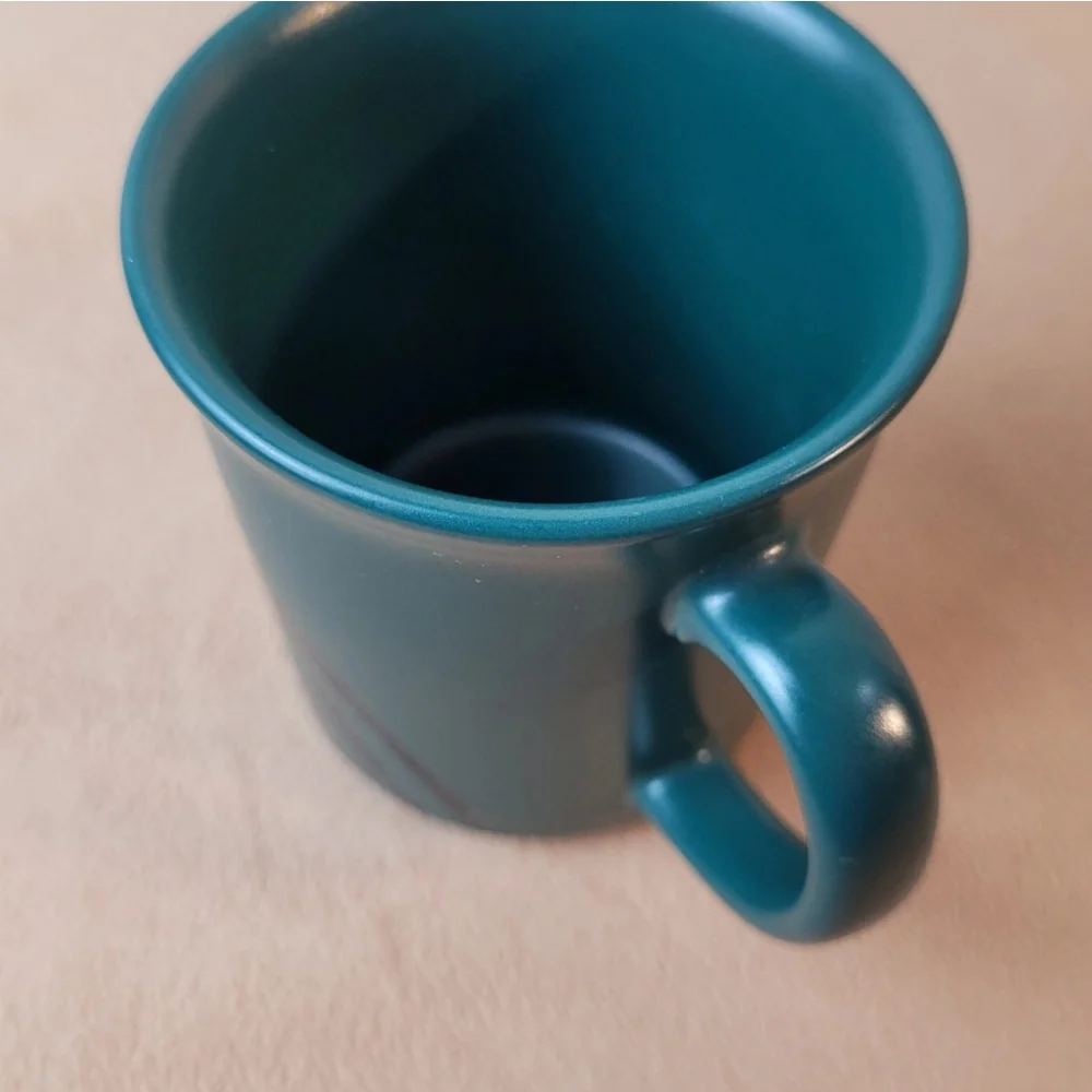 Pfaltzgraff Stoneware Mug Green Black Tribal Stripe Coffee Cup Abstract Retro 90